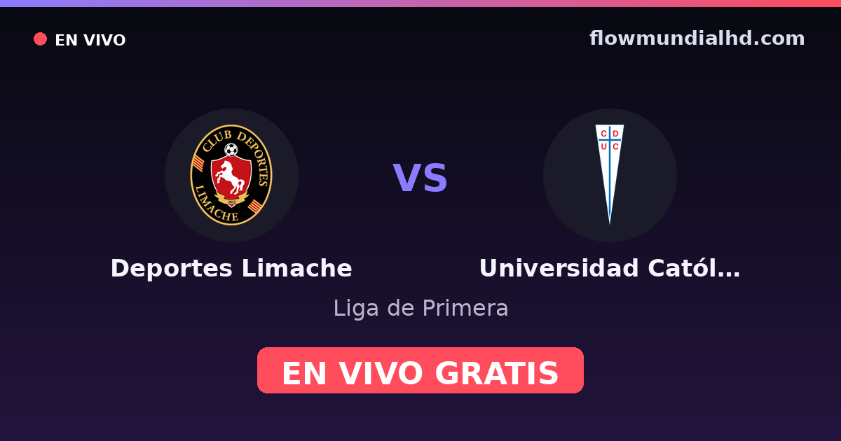 Deportes Limache vs Universidad Católica — Liga de Primera · historial y dónde ver en vivo gratis en FlowMundial HD