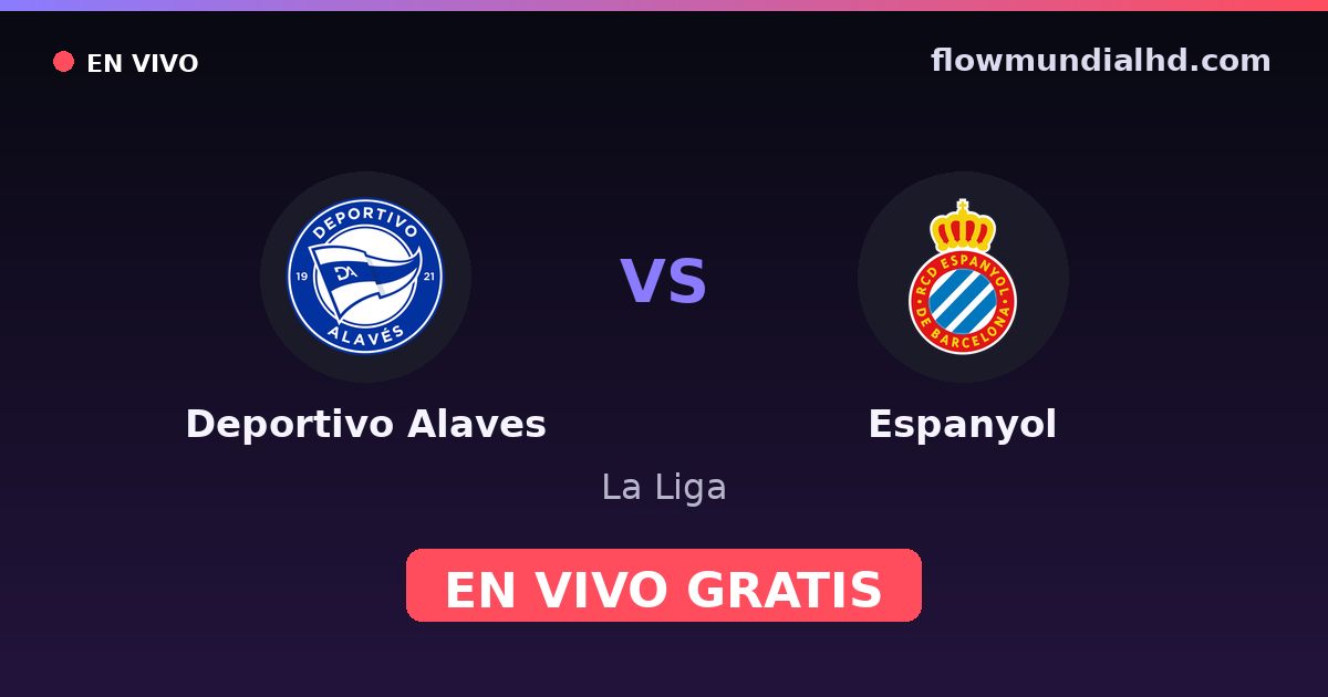 Deportivo Alaves vs Espanyol — La Liga · historial y dónde ver en vivo gratis en FlowMundial HD