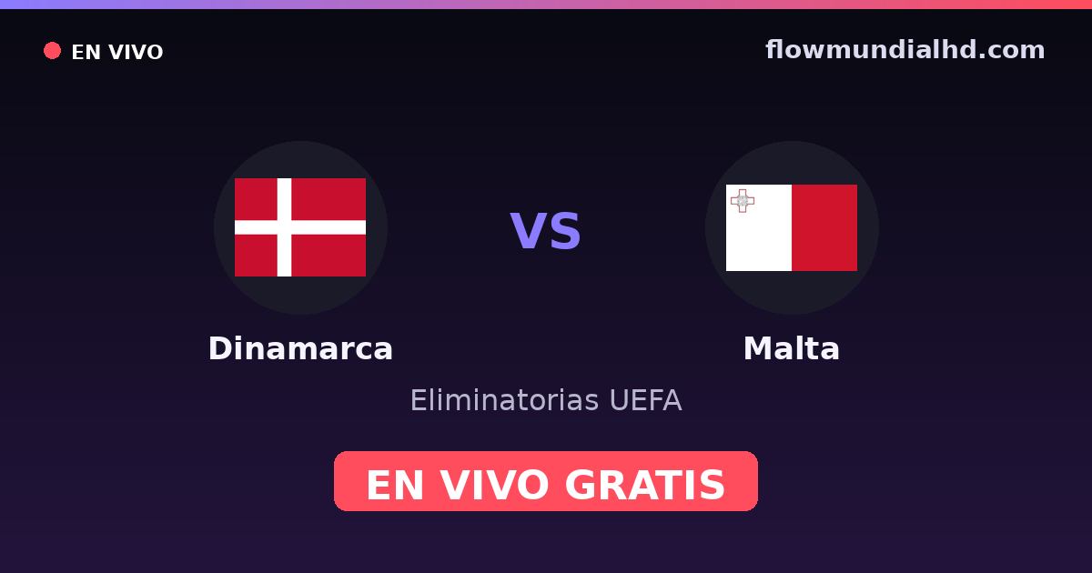 Dinamarca vs Malta — Eliminatorias UEFA · histórico e onde assistir ao vivo grátis na FlowMundial HD
