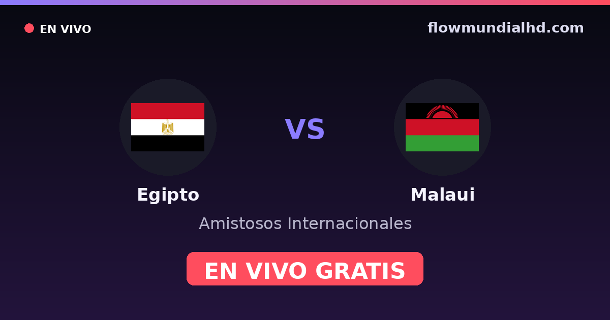 Egito vs Malawi — Amistosos Internacionais, Eliminatorias da Copa Africana · histórico e onde assistir ao vivo grátis na FlowMundial HD
