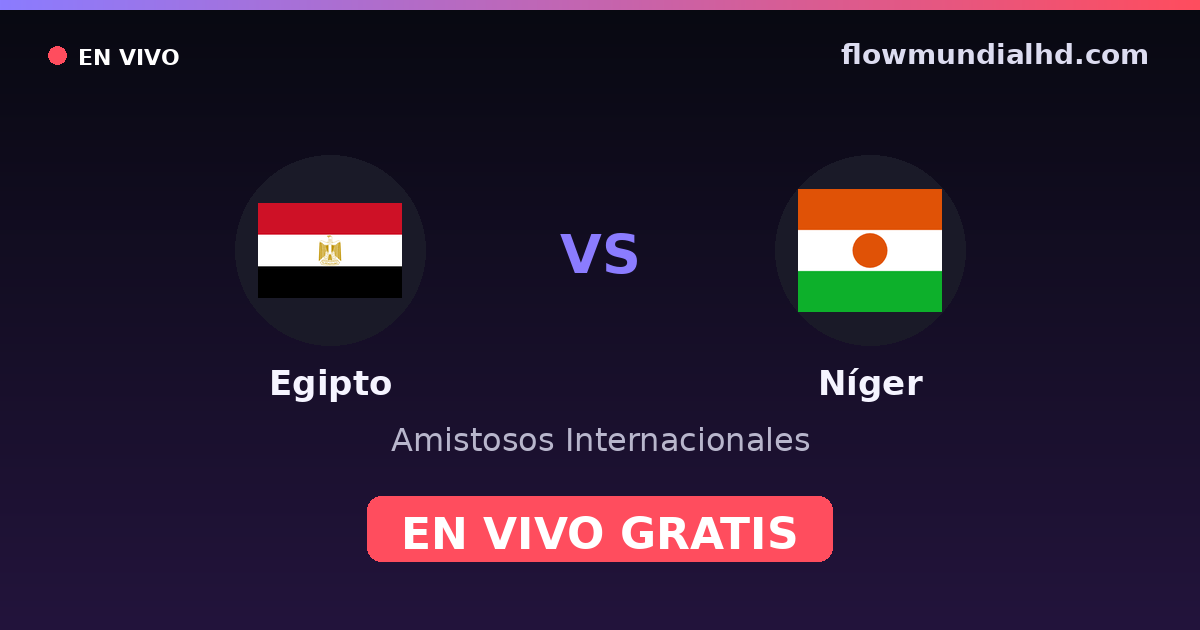 Egipto vs Níger — Amistosos Internacionales, Clasificación Copa África · historial y dónde ver en vivo gratis en FlowMundial HD