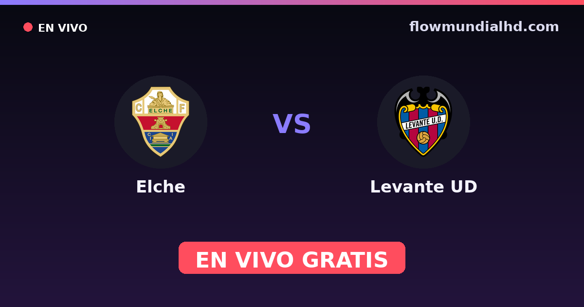 Elche vs Levante UD — Amistosos de clubes, La Liga · historial y dónde ver en vivo gratis en FlowMundial HD