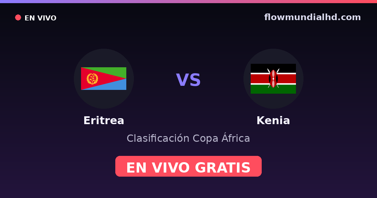 Eritrea vs Kenia — Clasificación Copa África, Otras competiciones · historial y dónde ver en vivo gratis en FlowMundial HD