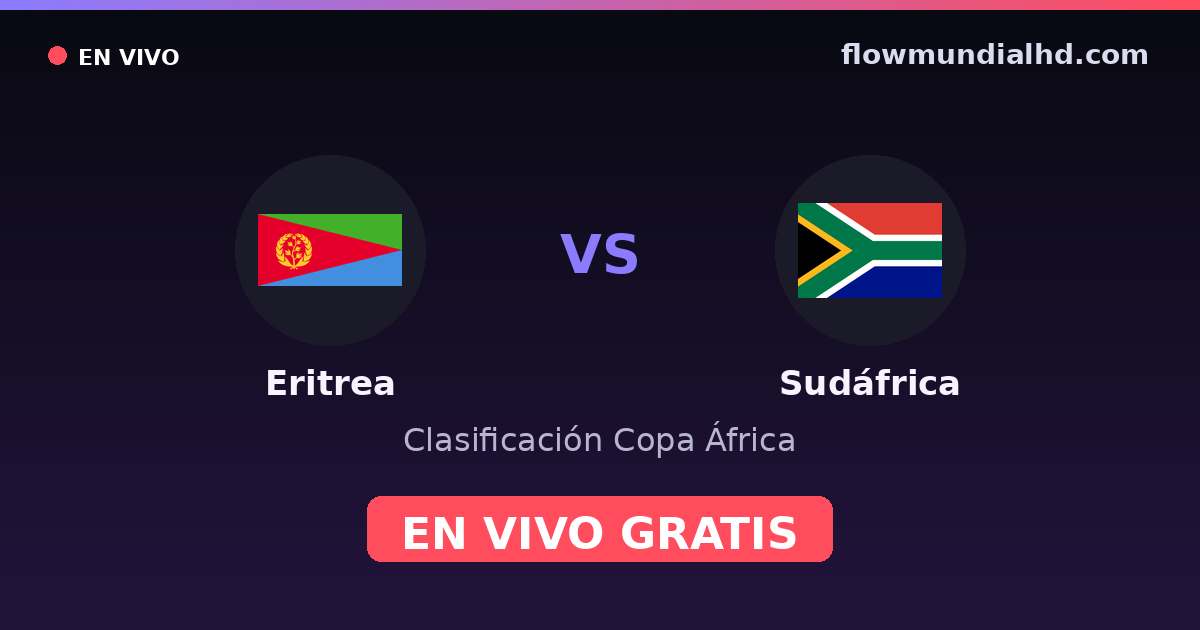 Eritrea vs Südafrika — Afrika-Cup-Qualifikation · Bilanz und wo man live und kostenlos zusehen kann auf FlowMundial HD