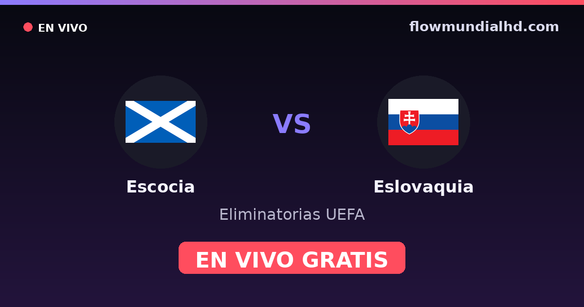 Escócia vs Eslováquia — Eliminatorias UEFA, UEFA Nations League · histórico e onde assistir ao vivo grátis na FlowMundial HD