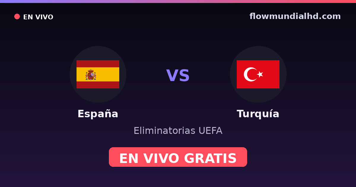 España vs Turquía — Eliminatorias UEFA, Eurocopa · historial y dónde ver en vivo gratis en FlowMundial HD