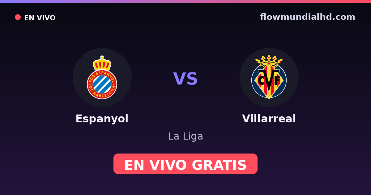 Espanyol vs Villarreal — La Liga · historial y dónde ver en vivo gratis en FlowMundial HD