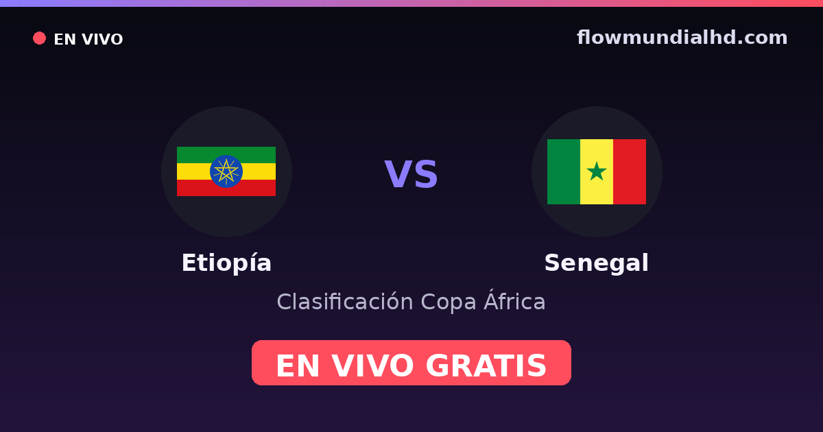 Etiopía vs Senegal — Clasificación Copa África · historial y dónde ver en vivo gratis en FlowMundial HD