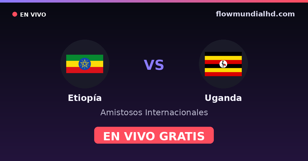 Etiopía vs Uganda — Amistosos Internacionales, Otras competiciones · historial y dónde ver en vivo gratis en FlowMundial HD