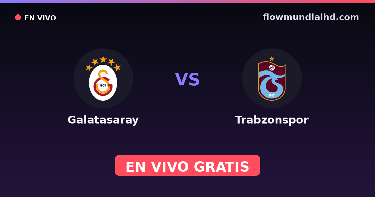 Galatasaray vs Trabzonspor — TFF Süper Kupa, Trendyol Süper Lig · historial y dónde ver en vivo gratis en FlowMundial HD