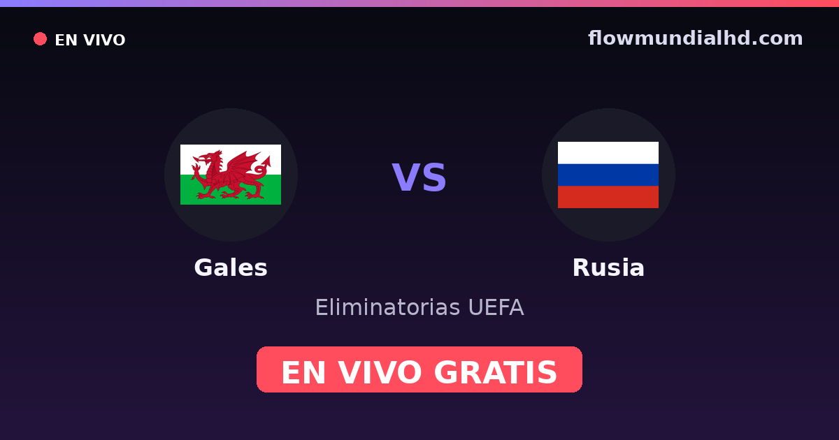 País de Gales vs Rússia — Eliminatorias UEFA, Eurocopa · histórico e onde assistir ao vivo grátis na FlowMundial HD