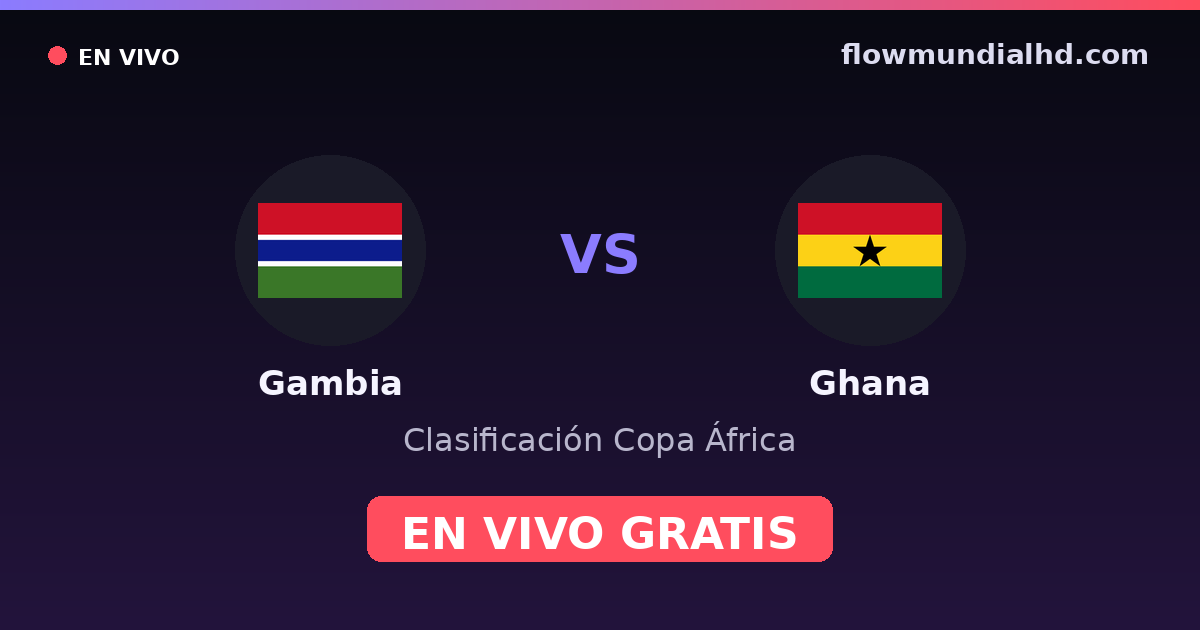 Gambia vs Ghana — Clasificación Copa África · historial y dónde ver en vivo gratis en FlowMundial HD