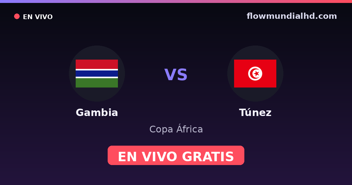Gâmbia vs Tunísia — Copa Africana de Nacoes, Eliminatorias da Copa Africana · histórico e onde assistir ao vivo grátis na FlowMundial HD