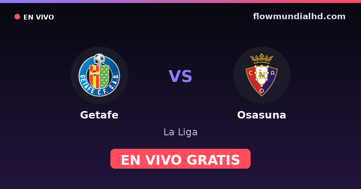 Getafe vs Osasuna — La Liga · historial y dónde ver en vivo gratis en FlowMundial HD