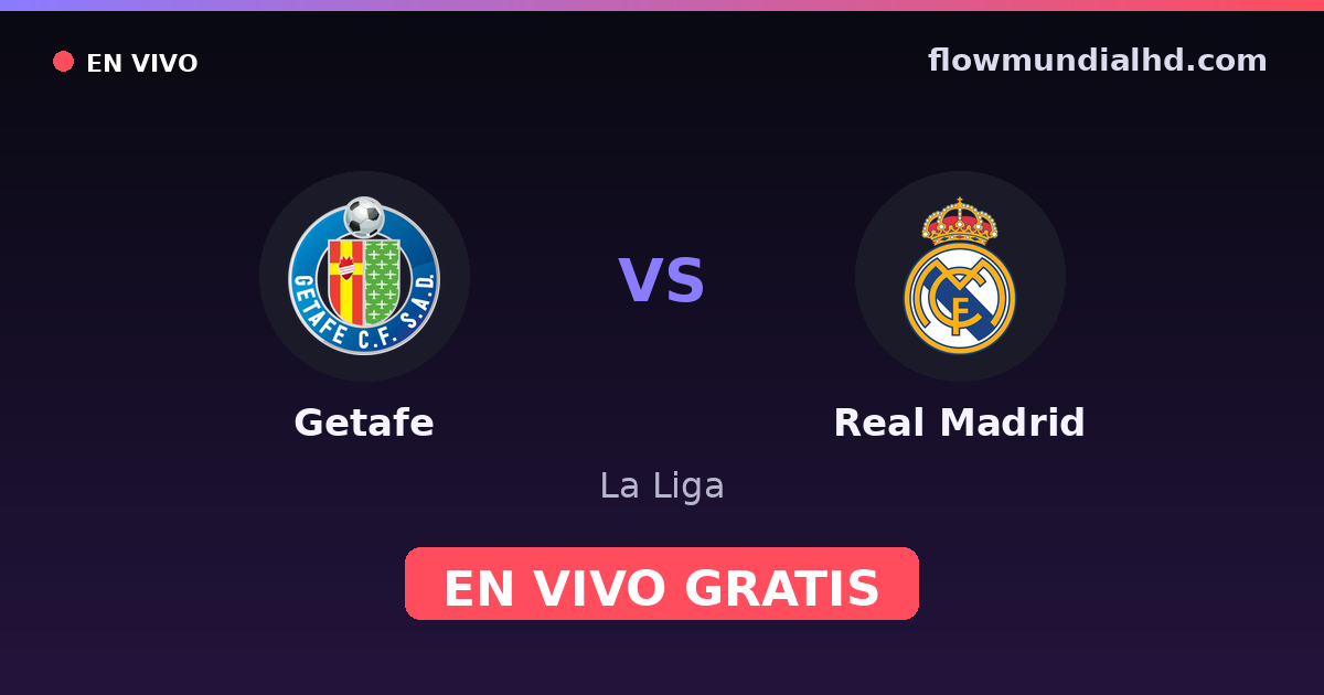 Getafe vs Real Madrid — La Liga · historial y dónde ver en vivo gratis en FlowMundial HD