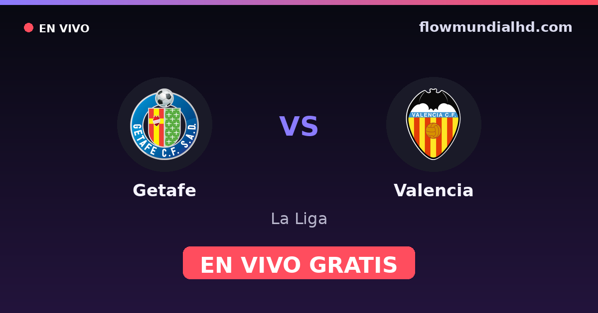 Getafe vs Valencia — La Liga · historial y dónde ver en vivo gratis en FlowMundial HD