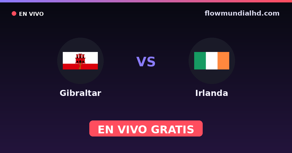 Gibraltar vs Irlanda — Qualificacao Euro · histórico e onde assistir ao vivo grátis na FlowMundial HD