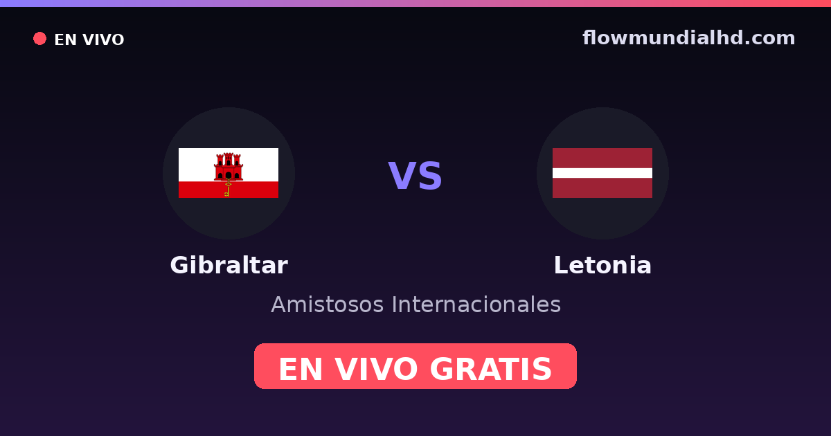 Gibraltar vs Letonia — Amistosos Internacionales, Eliminatorias UEFA · historial y dónde ver en vivo gratis en FlowMundial HD