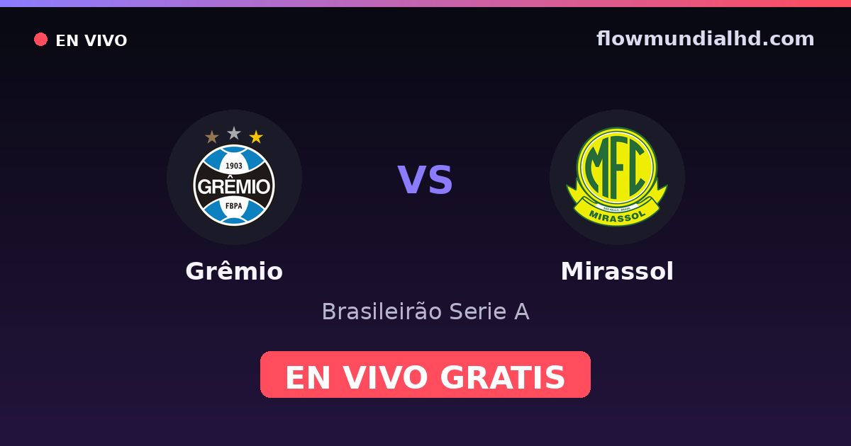 Grêmio vs Mirassol — Brasileirão Serie A, Copa do Brasil · head-to-head and where to watch live free on FlowMundial HD