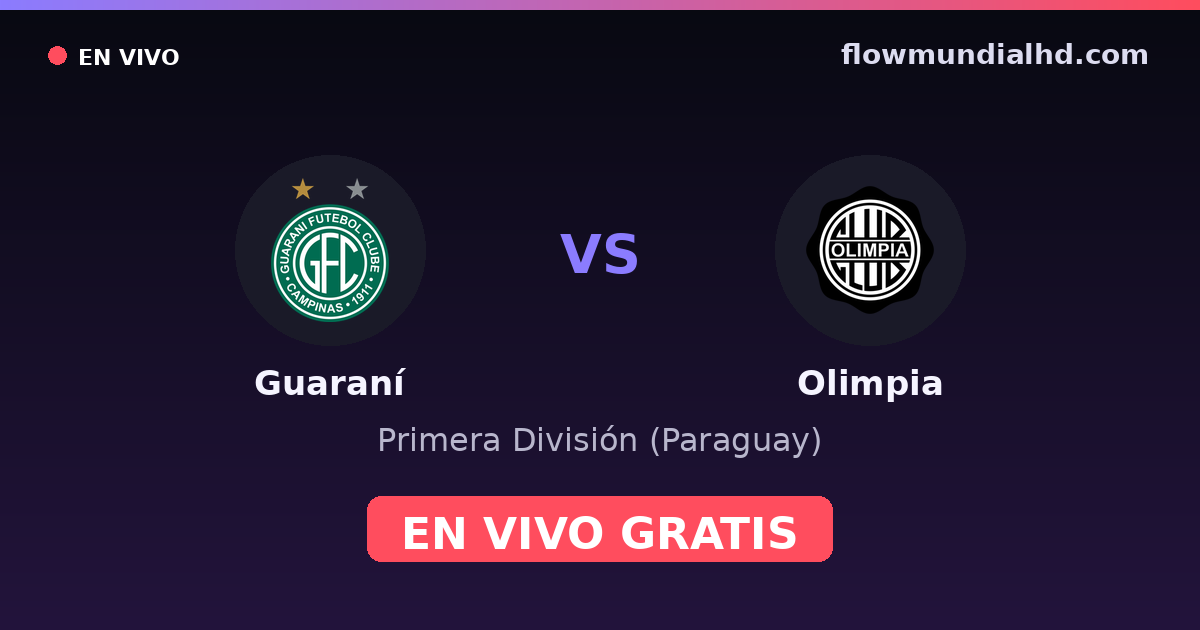 Guaraní vs Olimpia — Primera División (Paraguay) · historial y dónde ver en vivo gratis en FlowMundial HD