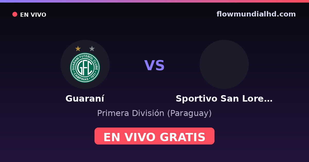 Guaraní vs Sportivo San Lorenzo — Primera División (Paraguay) · historial y dónde ver en vivo gratis en FlowMundial HD