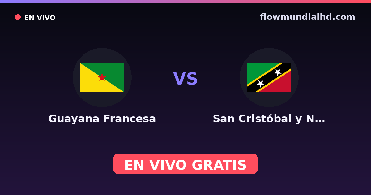 Guayana Francesa vs San Cristóbal y Nieves — Copa del Caribe, CONCACAF Nations League · historial y dónde ver en vivo gratis en FlowMundial HD