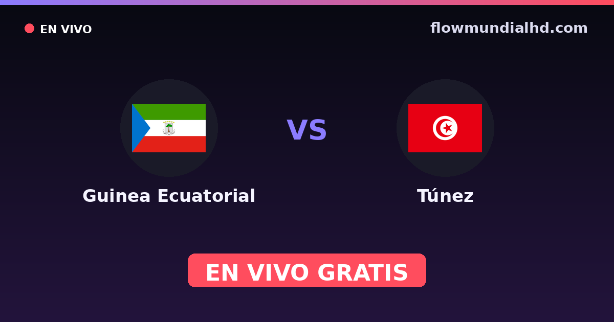 Guiné Equatorial vs Tunísia — World Cup Qual. CAF , Copa Africana de Nacoes · histórico e onde assistir ao vivo grátis na FlowMundial HD