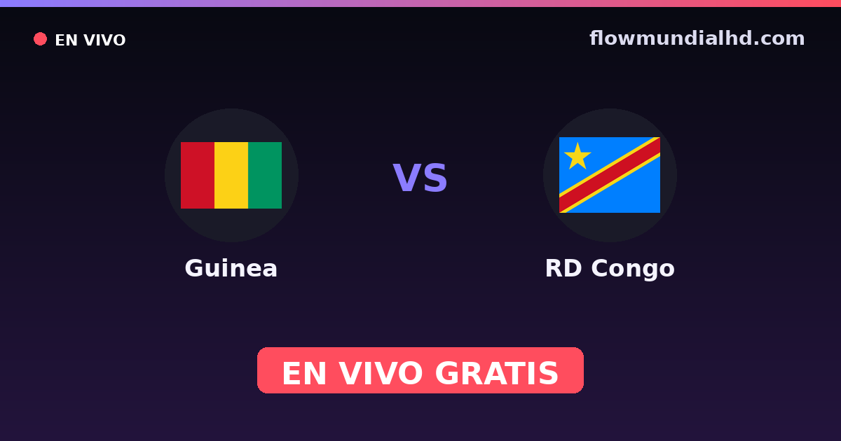 Guinea vs RD Congo — Campeonato Africano de Naciones, World Cup Qual. CAF  · historial y dónde ver en vivo gratis en FlowMundial HD