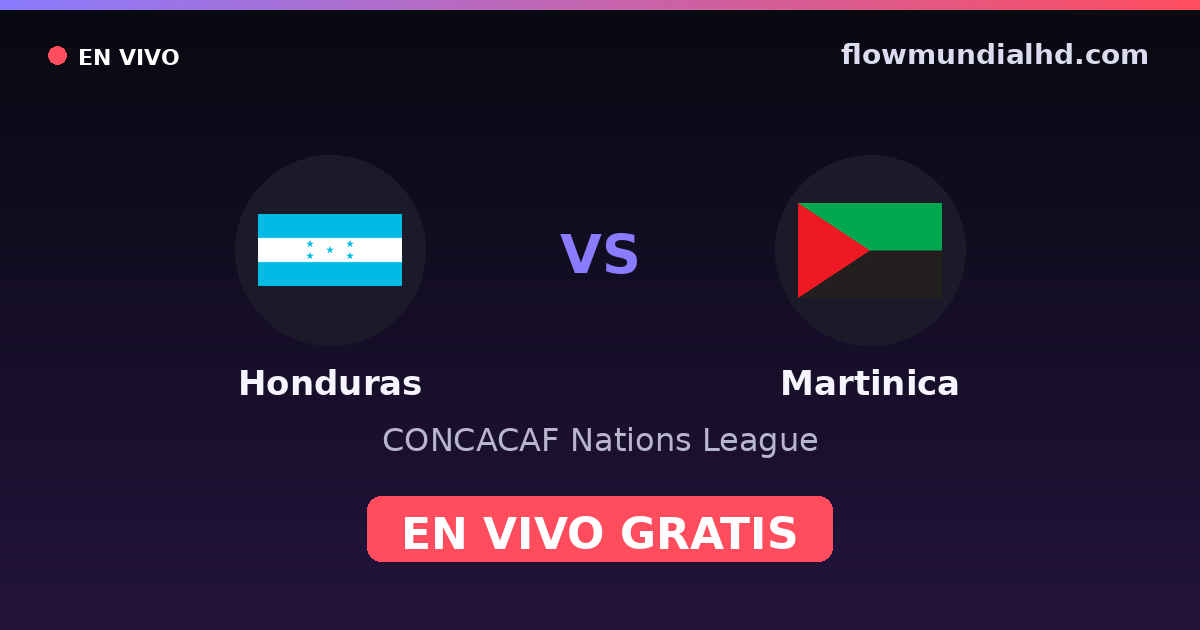 Honduras vs Martinica — CONCACAF Nations League · histórico e onde assistir ao vivo grátis na FlowMundial HD