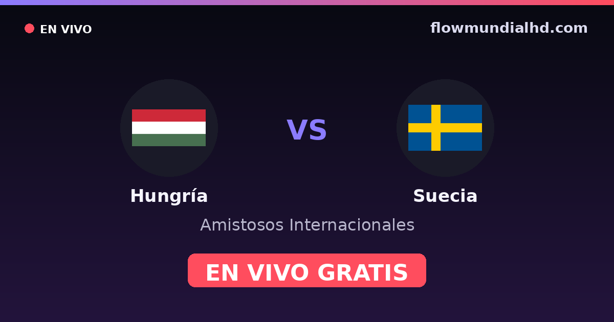 Hungría vs Suecia — Amistosos Internacionales, Eliminatorias UEFA · historial y dónde ver en vivo gratis en FlowMundial HD