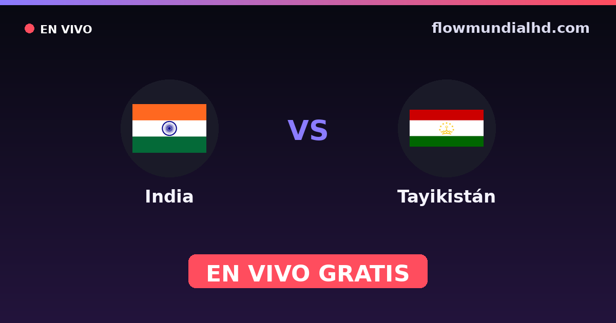 India vs Tayikistán — CAFA Nations Cup, Amistosos Internacionales · historial y dónde ver en vivo gratis en FlowMundial HD