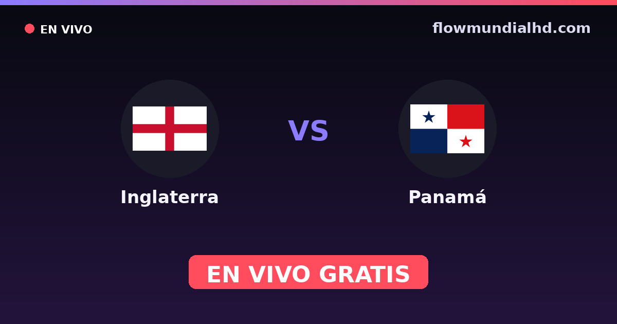 Inglaterra vs Panamá — Mundial · historial y dónde ver en vivo gratis en FlowMundial HD