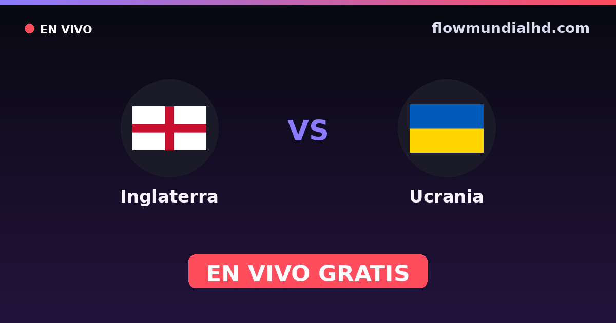 Inglaterra vs Ucrania — Clasificacion Eurocopa, Eliminatorias UEFA · historial y dónde ver en vivo gratis en FlowMundial HD