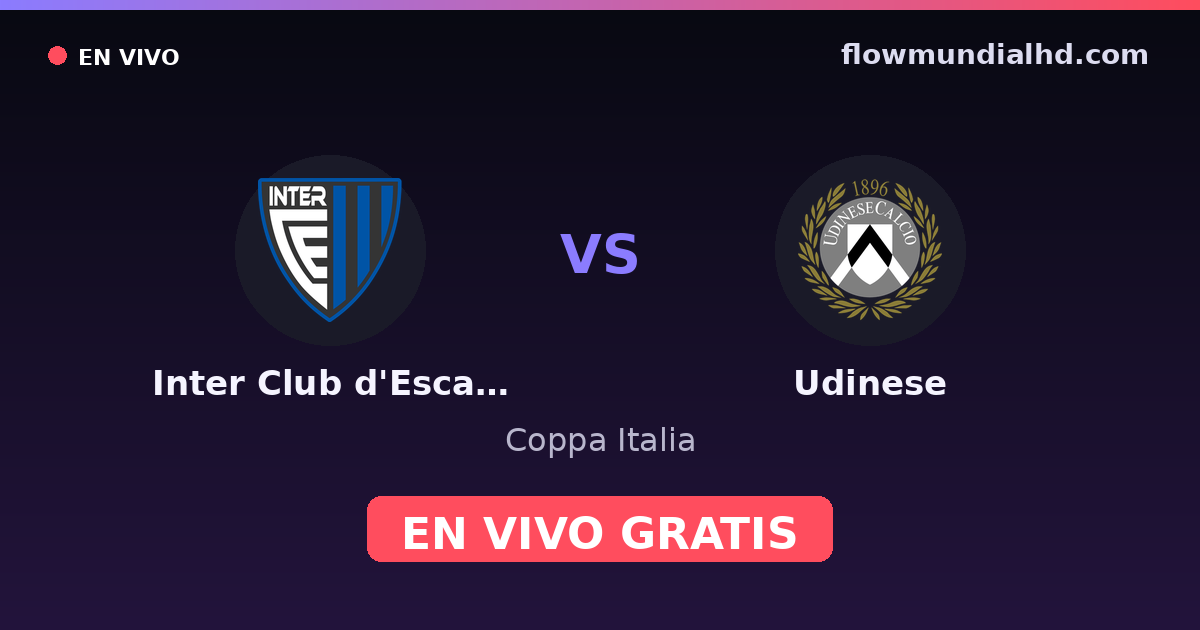 Inter Club d'Escaldes vs Udinese — Coppa Italia, Serie A · historial y dónde ver en vivo gratis en FlowMundial HD