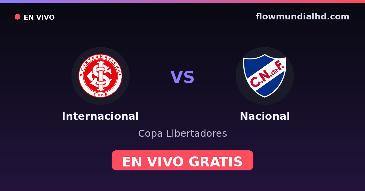 Internacional vs Nacional — Copa Libertadores · historique et où regarder en direct gratuitement sur FlowMundial HD