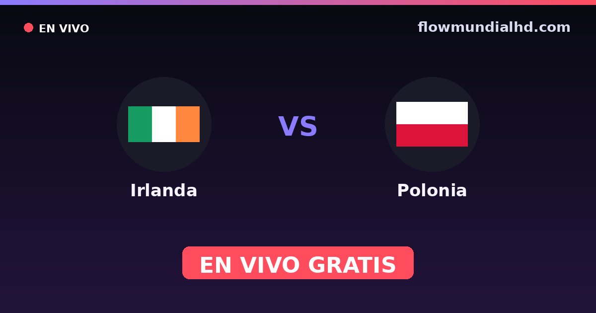 Irlanda vs Polonia — Clasificacion Eurocopa, Amistosos Internacionales · historial y dónde ver en vivo gratis en FlowMundial HD