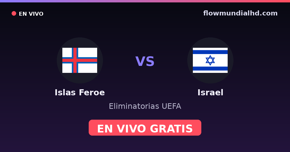 Islas Feroe vs Israel — Eliminatorias UEFA · historial y dónde ver en vivo gratis en FlowMundial HD