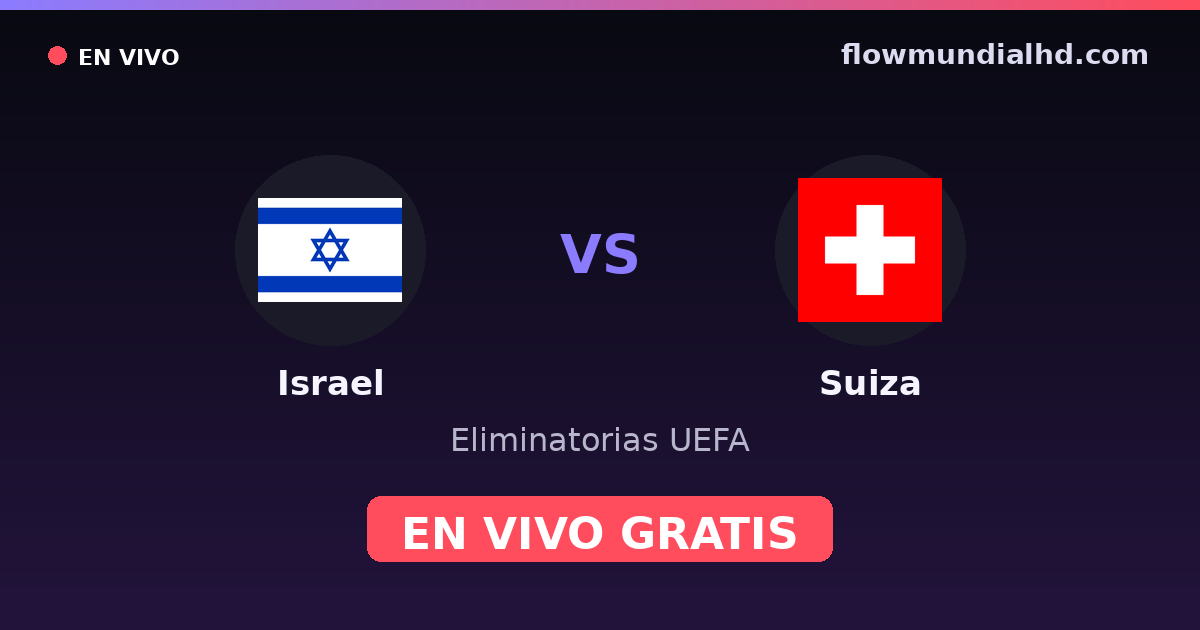 Israel vs Suíça — Eliminatorias UEFA · histórico e onde assistir ao vivo grátis na FlowMundial HD