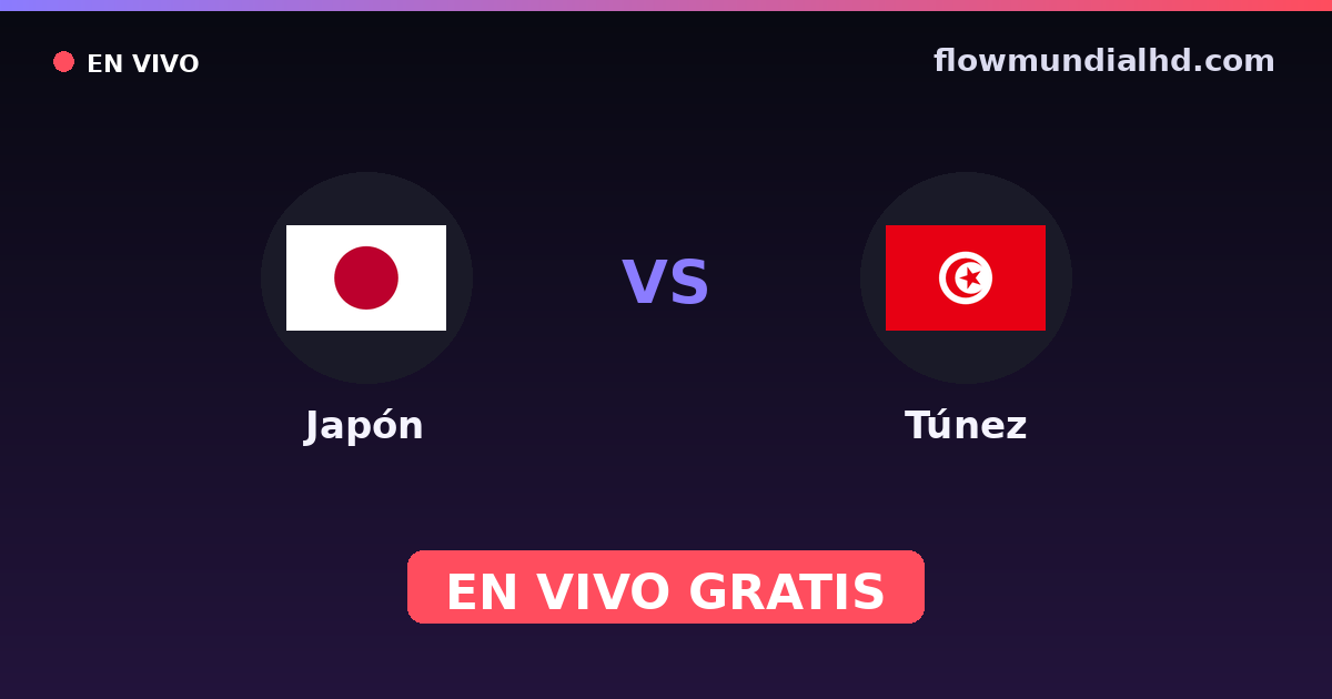Japón vs Túnez — Mundial, Amistosos Internacionales · historial y dónde ver en vivo gratis en FlowMundial HD