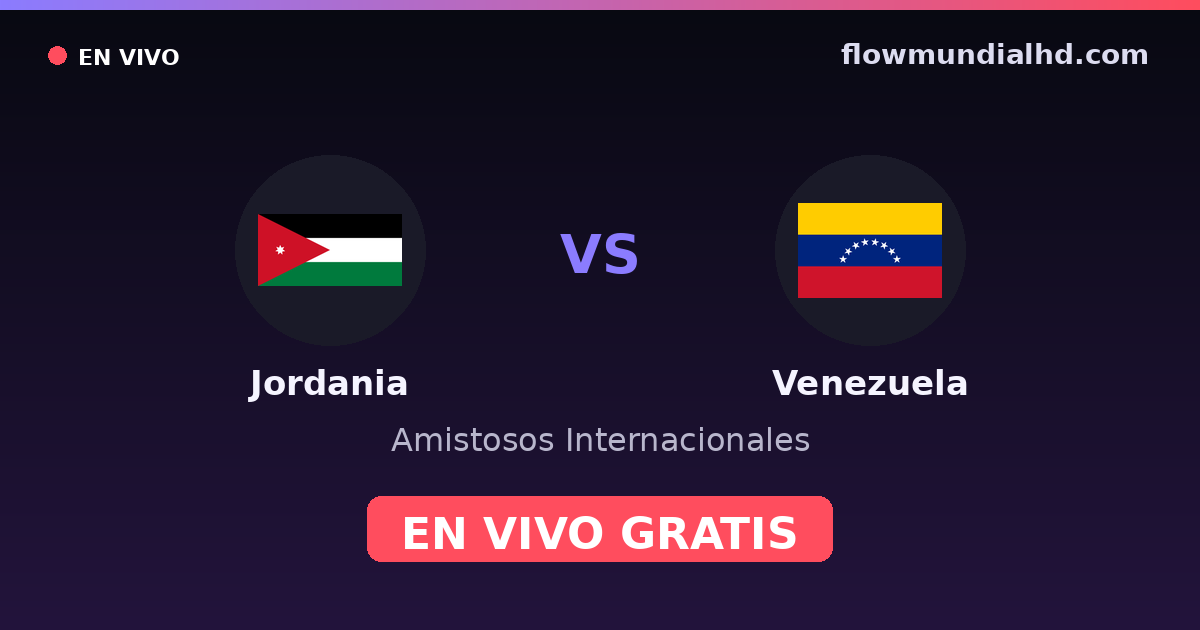 Jordânia vs Venezuela — Amistosos Internacionais · histórico e onde assistir ao vivo grátis na FlowMundial HD