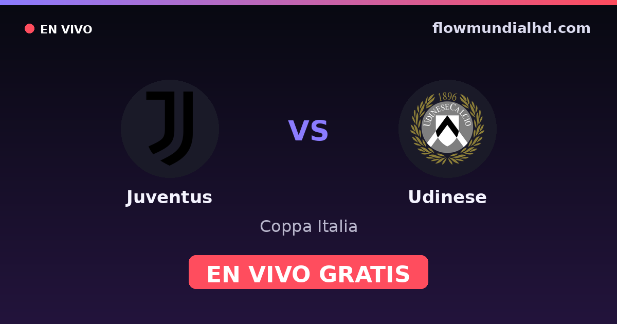 Juventus vs Udinese — Coppa Italia, Serie A · historial y dónde ver en vivo gratis en FlowMundial HD