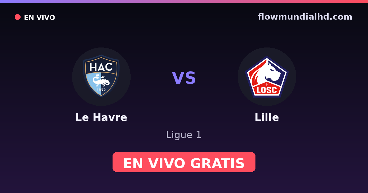 Le Havre vs Lille — Ligue 1 · historial y dónde ver en vivo gratis en FlowMundial HD