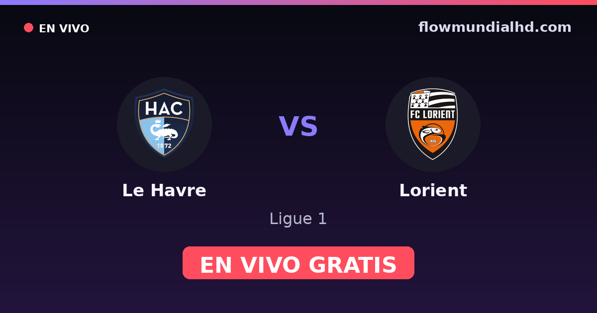 Le Havre vs Lorient — Ligue 1 · historial y dónde ver en vivo gratis en FlowMundial HD