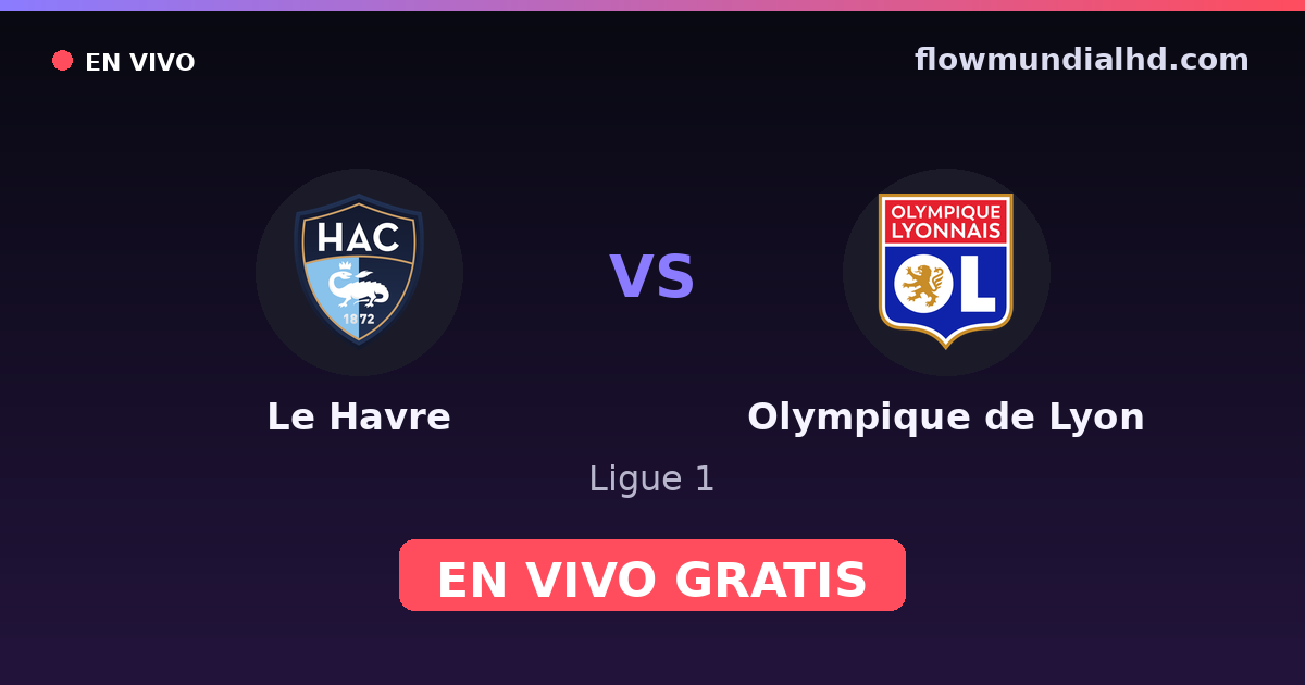 Le Havre vs Olympique de Lyon — Ligue 1 · historial y dónde ver en vivo gratis en FlowMundial HD