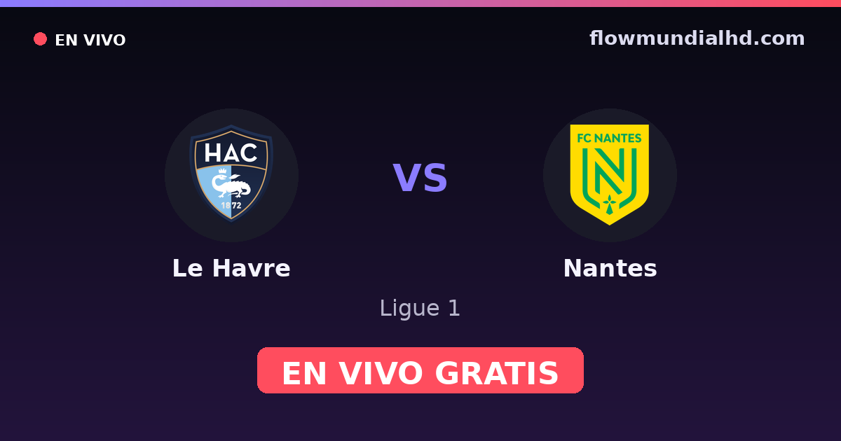 Le Havre vs Nantes — Ligue 1 · historial y dónde ver en vivo gratis en FlowMundial HD