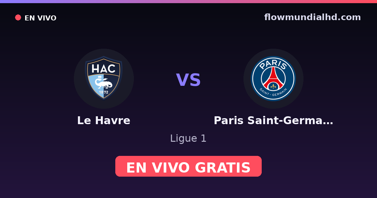 Le Havre vs Paris Saint-Germain — Ligue 1 · historial y dónde ver en vivo gratis en FlowMundial HD
