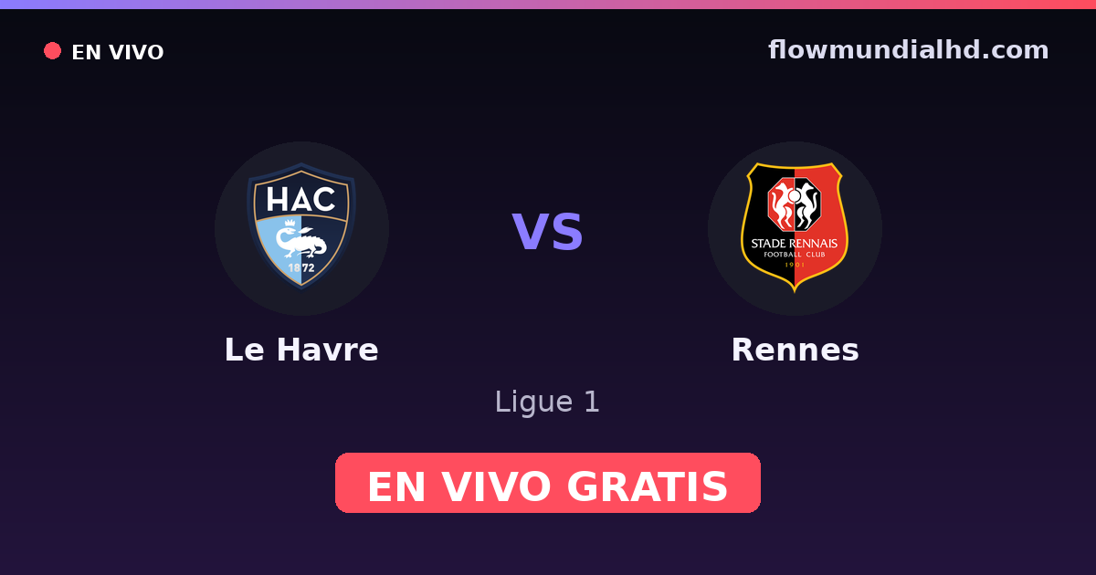 Le Havre vs Rennes — Ligue 1 · historial y dónde ver en vivo gratis en FlowMundial HD