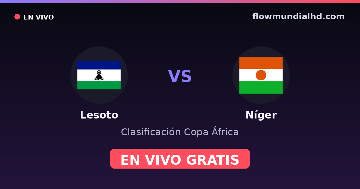 Lesoto vs Níger — Clasificación Copa África · historial y dónde ver en vivo gratis en FlowMundial HD