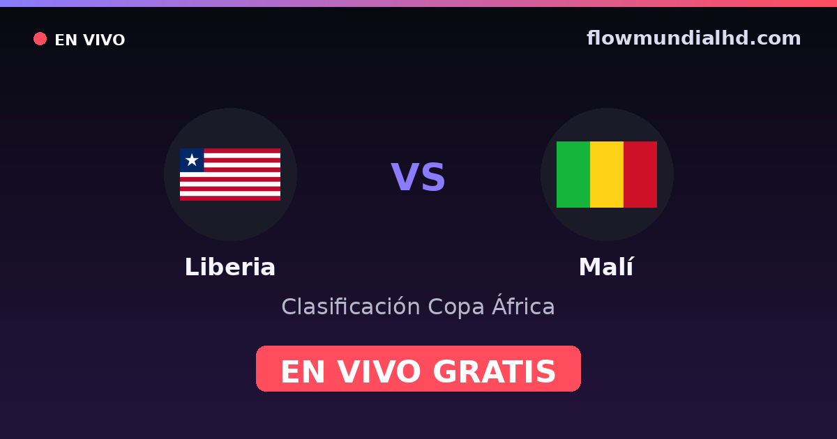 Liberia vs Malí — Clasificación Copa África · historial y dónde ver en vivo gratis en FlowMundial HD