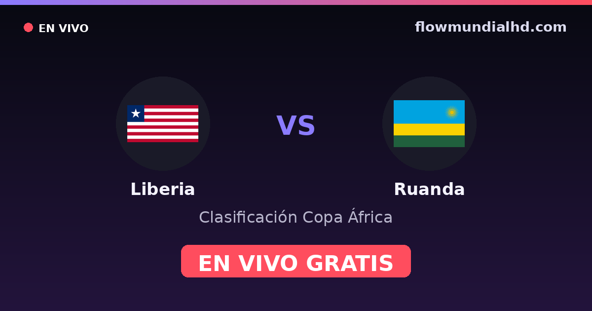 Liberia vs Ruanda — Clasificación Copa África · historial y dónde ver en vivo gratis en FlowMundial HD